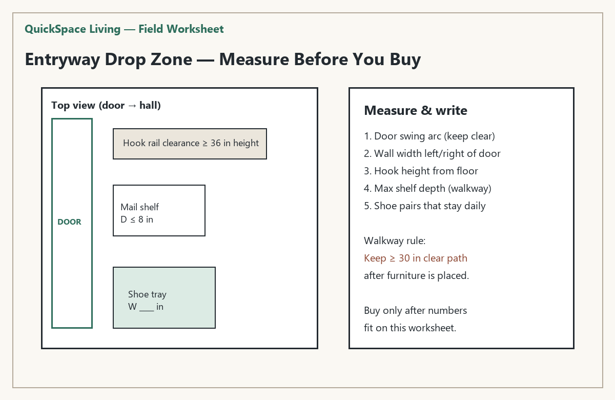 Entryway measurement worksheet