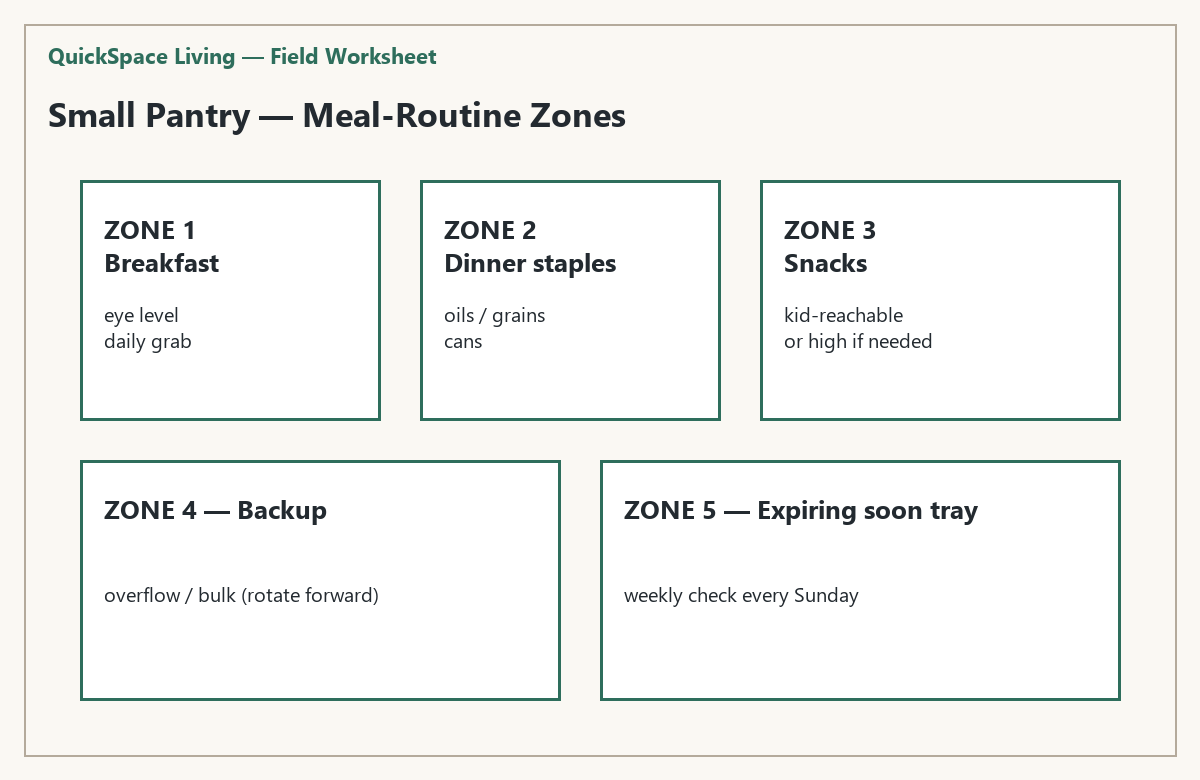 Meal-routine pantry zone map