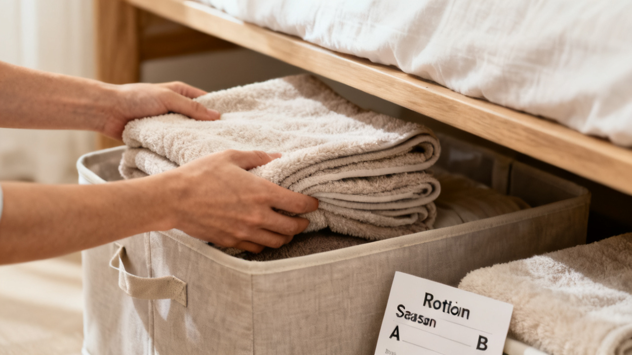 Under-Bed Storage That Stays Organized Season After Season — desk detail