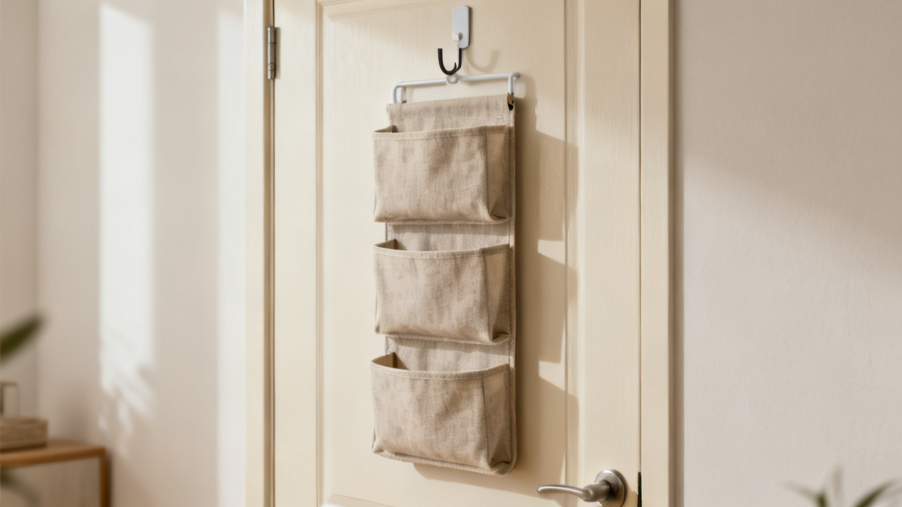 Damage-Free Vertical Storage for Renters Without Drilling — desk detail