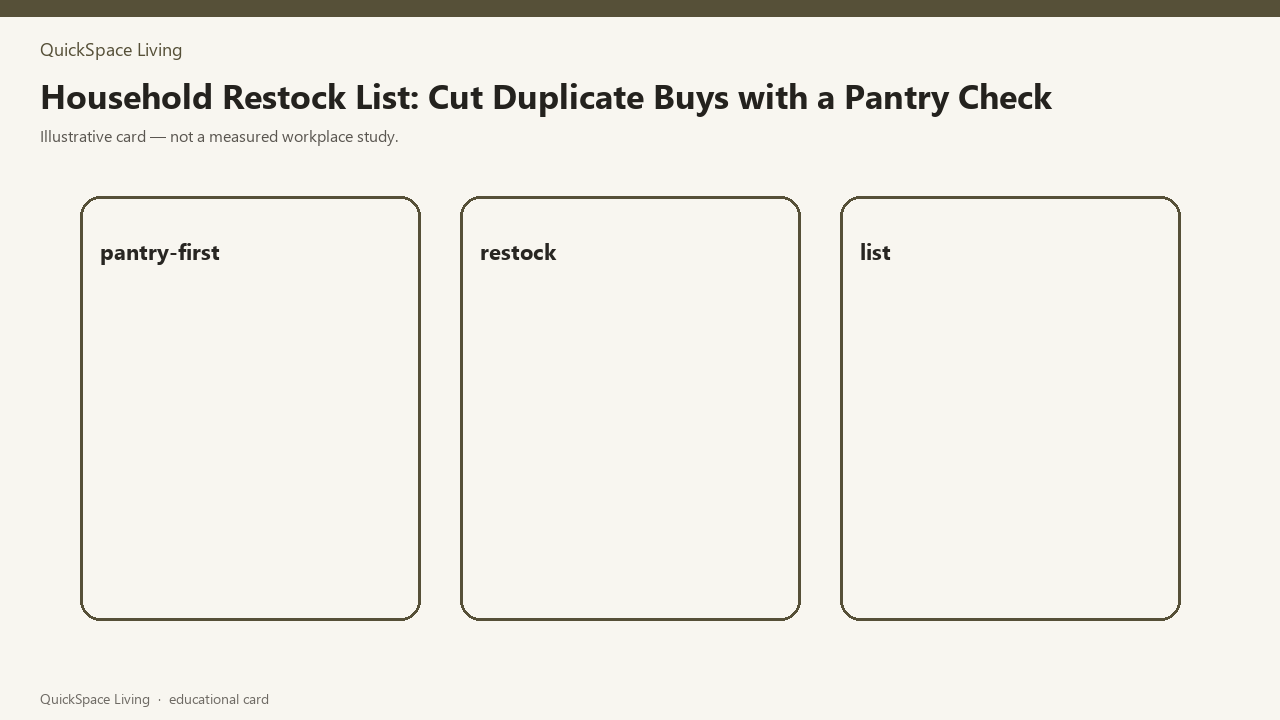 Household Restock List: Cut Duplicate Buys with a Pantry Check — illustrative card