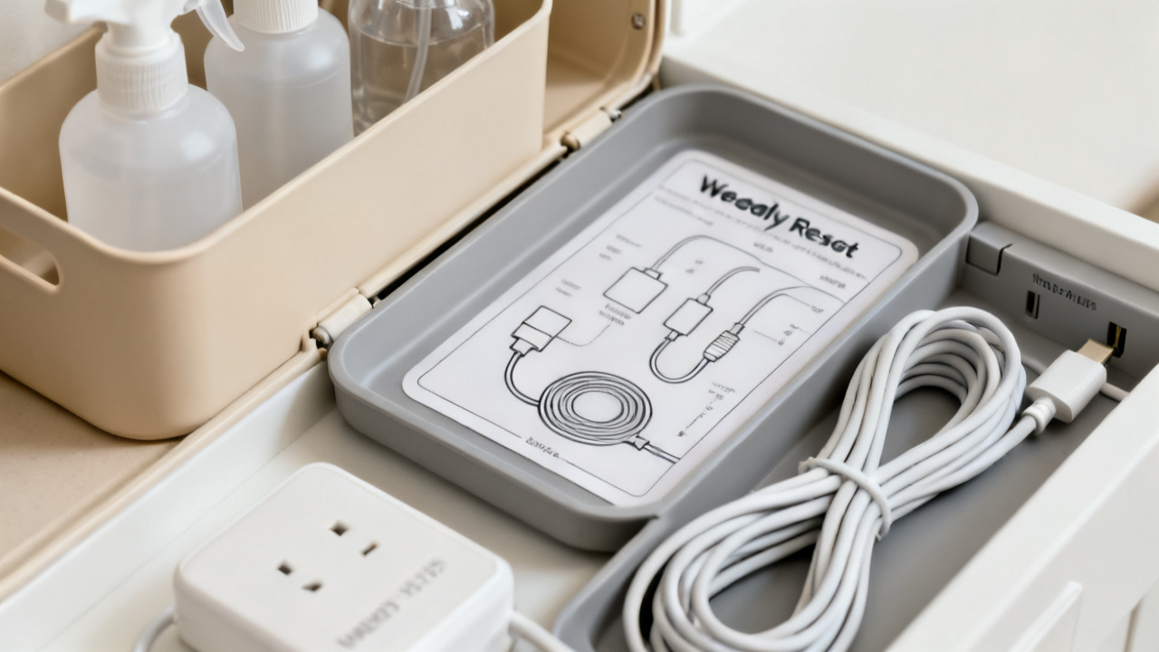 Small-Space Charging Station: Keep Cables Off the Floor — desk detail