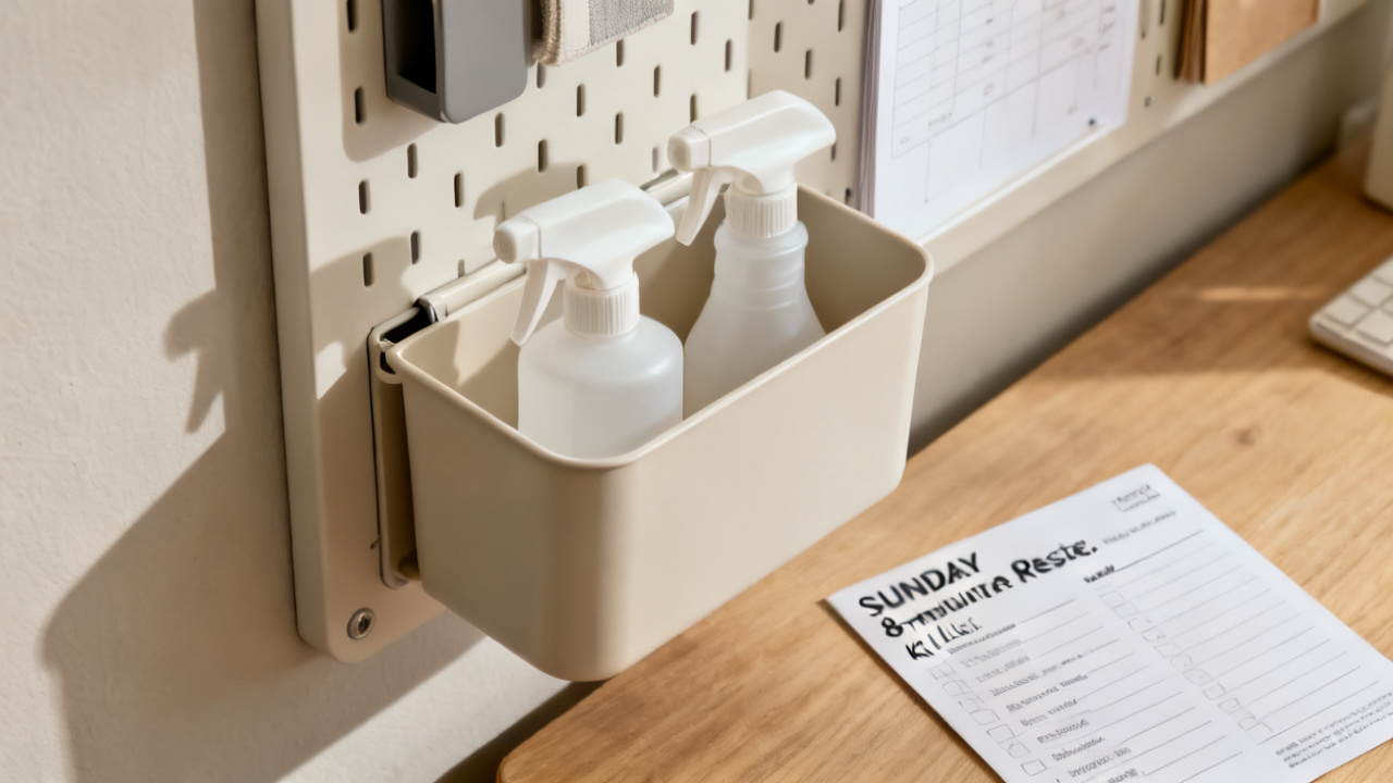 Wall Command Center That Fits in One to Two Square Feet — desk detail