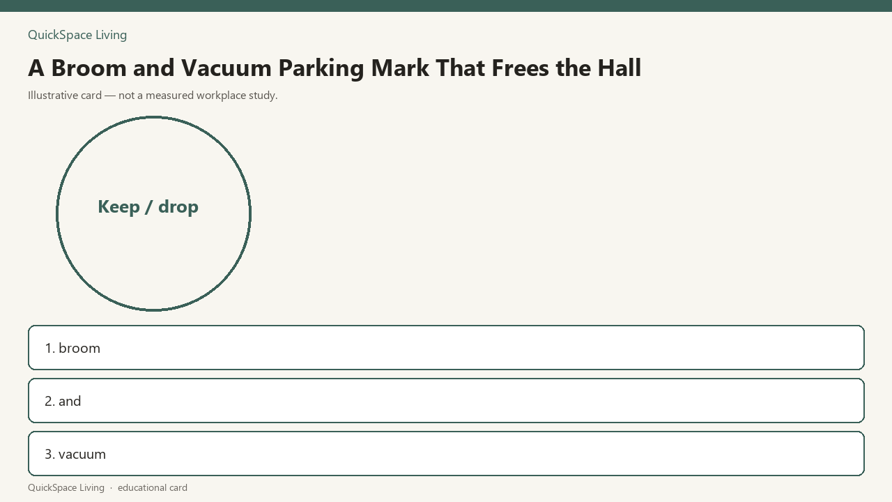 A Broom and Vacuum Parking Mark That Frees the Hall — illustrative card