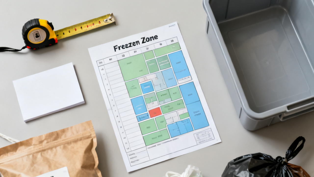 A Freezer Zone Map So Forgotten Bags Stop Burning — desk detail