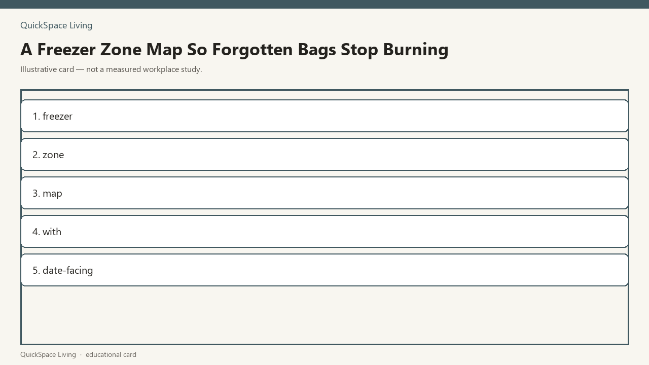 A Freezer Zone Map So Forgotten Bags Stop Burning — illustrative card