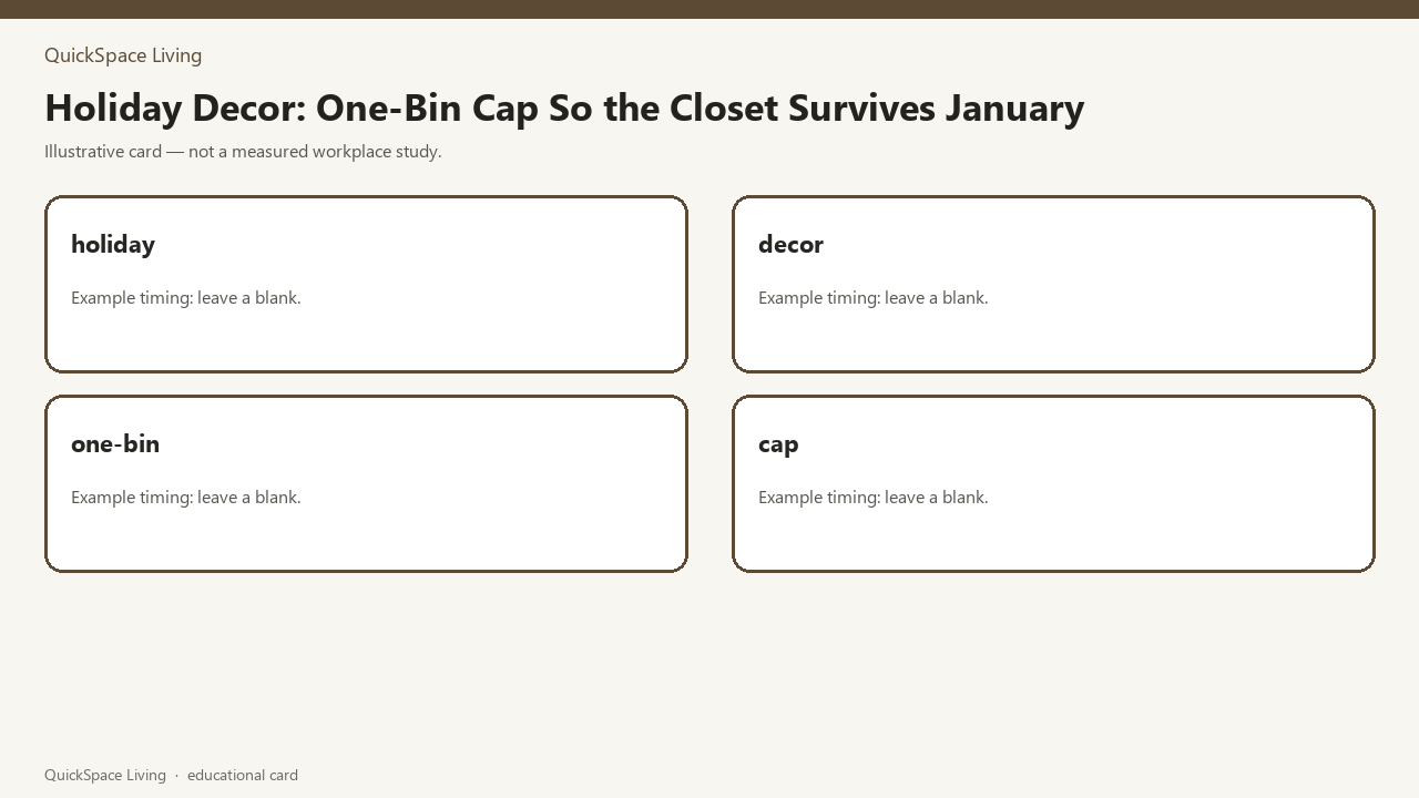Holiday Decor: One-Bin Cap So the Closet Survives January — illustrative card