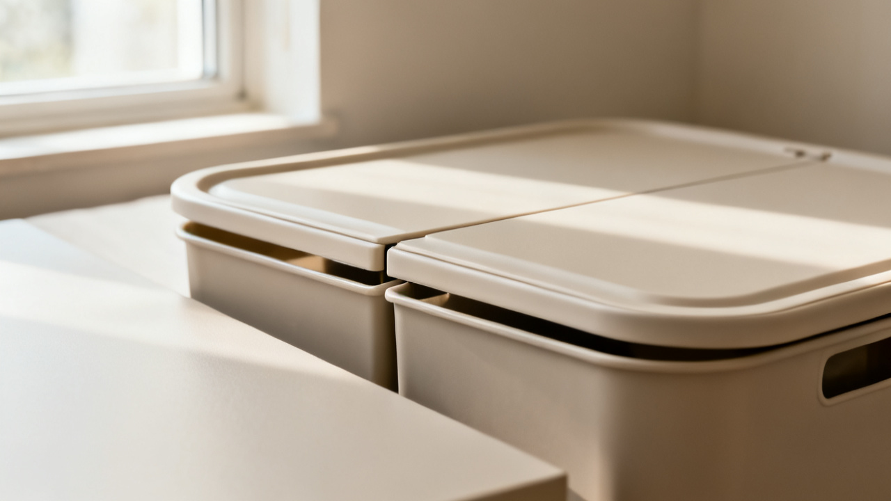 A Shared Shower Caddy Split That Stops Bottle Creep — desk detail